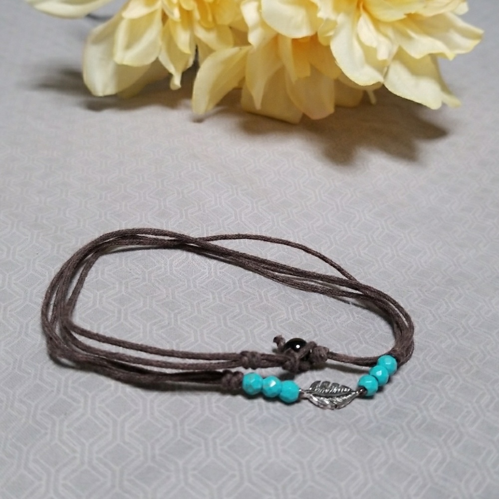 3 for $20💎Brown, teal, & silver wrap bracelet or necklace